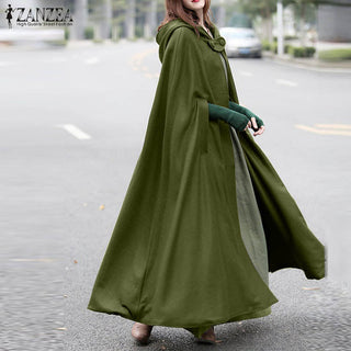 ZANZEA Women Poncho Winter Hooded Open Front Alodia Store