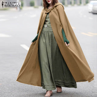 ZANZEA Women Poncho Winter Hooded Open Front Alodia Store
