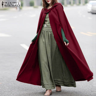 ZANZEA Women Poncho Winter Hooded Open Front Alodia Store