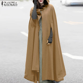 ZANZEA Women Poncho Winter Hooded Open Front Alodia Store