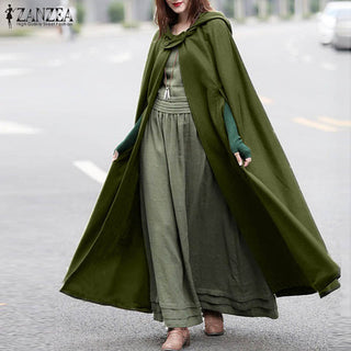 ZANZEA Women Poncho Winter Hooded Open Front Alodia Store