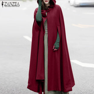 ZANZEA Women Poncho Winter Hooded Open Front Alodia Store