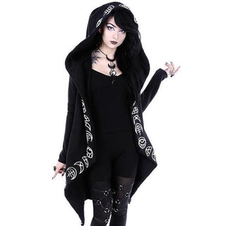 Gothic Punk Black Long Women Hoodies ALODIA STORE