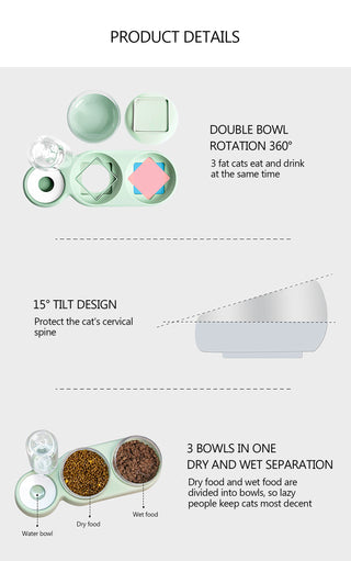 Pet Bowl Double Bowls Food Water Feeder With Auto Water Dispenser ALODIA STORE