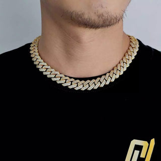 Gold Plated Iced Out Chain for Men and Women Cuban Chain Necklace ALODIA STORE