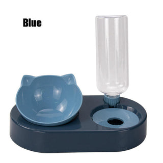 Pet Bowl Double Bowls Food Water Feeder With Auto Water Dispenser ALODIA STORE