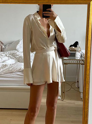 Casual Satin Two Piece Dress Set For Women ALODIA STORE