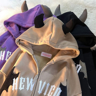 Bat Wing Devil Horn Hoodies ALODIA STORE