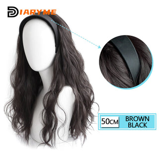 DM Headband Wig Synthetic Long Wavy Hair Wigs With Headband Cosplay Wig Female Natural Heat Resistant Half Hair Wig For Women ALODIA STORE