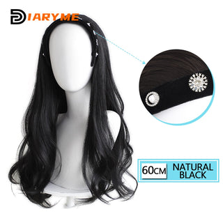 DM Headband Wig Synthetic Long Wavy Hair Wigs With Headband Cosplay Wig Female Natural Heat Resistant Half Hair Wig For Women ALODIA STORE