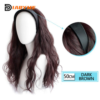 DM Headband Wig Synthetic Long Wavy Hair Wigs With Headband Cosplay Wig Female Natural Heat Resistant Half Hair Wig For Women ALODIA STORE