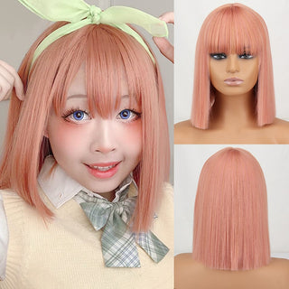 WERD Short White Grey Wig For Woman With Bangs Ladies Anime High Temperature Fiber Synthetic Cosplay Lolita Wig ALODIA STORE