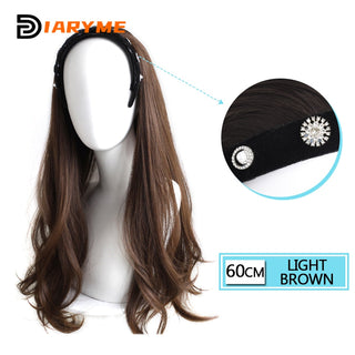 DM Headband Wig Synthetic Long Wavy Hair Wigs With Headband Cosplay Wig Female Natural Heat Resistant Half Hair Wig For Women ALODIA STORE