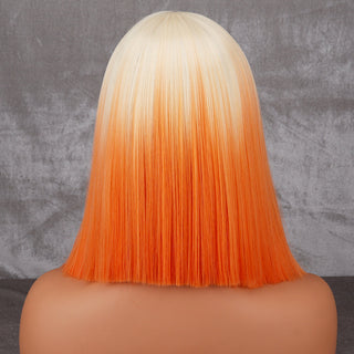 WERD Short Orange Wig Middle Part Blonde Lady Bob Hair Synthetic Heat Resistant Wig Cosplay Wig ALODIA STORE