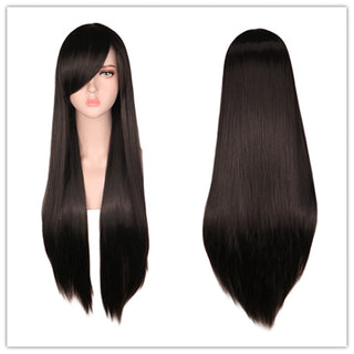 QQXCAIW Long Straight Cosplay Wig Black Purple Pink Blue Sliver Gray Blonde White Orange Brown Synthetic Hair Wigs ALODIA STORE