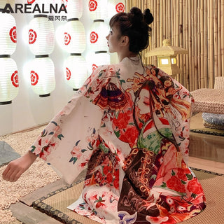 Haori Yukata Men Korean Samurai Japanese Kimono Traditional Clothing Vintage Crane Anime Kimono Beach Girls Cosplay Dress Shirts ALODIA STORE