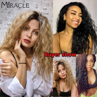 13*4 Synthetic Lace Front Wig Curly Afro Wigs Cosplay Wig Ombre Blonde Lace Front Wig For Women 30Inch Natural Wigs Miracle Hair ALODIA STORE
