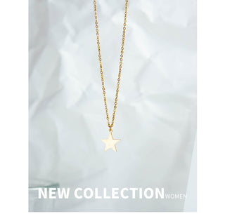 Wild&amp;Free Gold Plated Triangle Moon Star Pendant Necklace For Women Girls Short Geometric Charm Necklace ladies gift ALODIA STORE