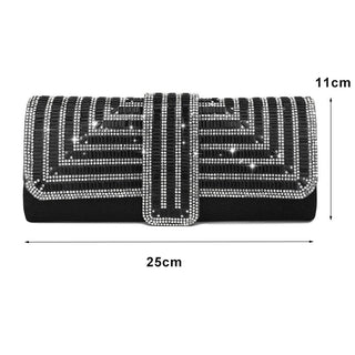 Black Clutch Purse and Handbag with Rhinestone Women ALODIA STORE
