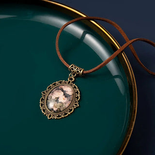 Vintange White Rose Flowers time gem Pendant Necklace Leather Rope Chain Necklace Women Fashion Jewelry SX-25 ALODIA STORE