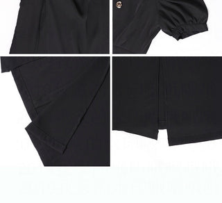 French Elegant Dress Women 2020 Autumn Casual Gothic Square Collar Puff Sleeve Chic Vintage Party Dress One-Piece Dress Korean ALODIA STORE