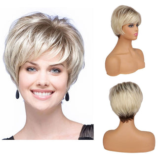 WHIMSICAL W Synthetic Women Mixed Blonde Brown Short Wigs Natural Hair Wigs Heat Resistant Hair Wig for Women ALODIA STORE
