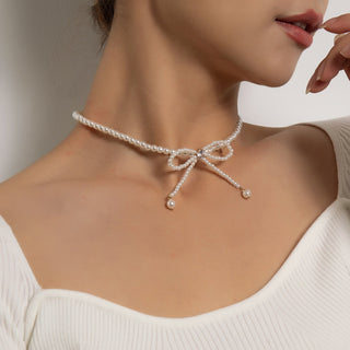 Vintage Style Simple 6MM Pearl Chain Choker Necklace For Women Wedding Love Shell Pendant Necklace Fashion Jewelry Wholesale ALODIA STORE