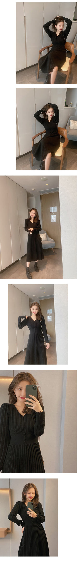 Knitted Dress Women Casual Long Sleeve ALODIA STORE
