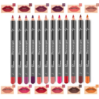 6 12Pcs/Set Waterproof Pencil Lipstick Set Pen Matte Lip Liner Long Lasting Makeup Pens Easy to Wear Non-stick Cup карандаш для ALODIA STORE