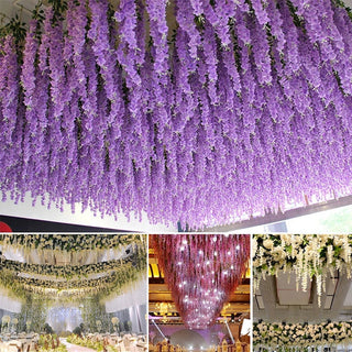12Pcs Wisteria Artificial Flower Rattan Wreath Arch Wedding Home Garden Office Decoration pendant Plant Wall Decoration ALODIA STORE