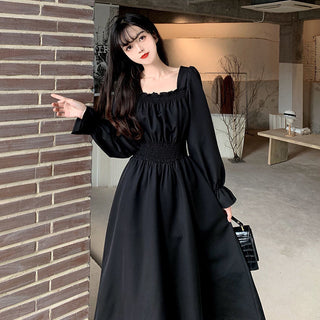 QWEEK Vintage Black Dress Women French Elegant ALODIA STORE