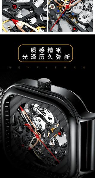 AILANG Men's Watch Top Brand Luxury Watch Men's Mechanical Silicone Strap Waterproof Watch Men's Hollow Reloj Hombre 2020 New ALODIA STORE