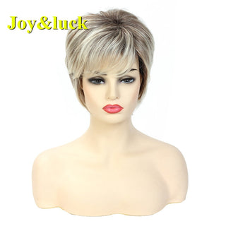 Short Ombre Blonde Wig Synthetic Bob Straight Hair With Bangs Women Natural Daily Wear Wig ALODIA STORE