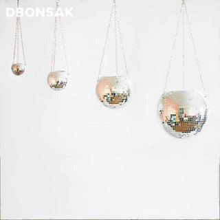 Disco Ball Hanging Flower Pot For Indoor Plants Bohemian Style Flower Planter Pots Rope Mirror Hanging Basket Garden Decor Vase ALODIA STORE