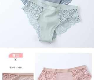 3 Pcs Cotton Panties Sexy Panty Briefs Lace Panties Women Underwear Lingerie Panties for Female Ladies Floral Pantys Underpants ALODIA STORE