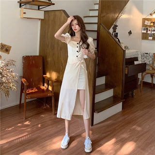 French Elegant Dress Women 2020 Autumn Casual Gothic Square Collar Puff Sleeve Chic Vintage Party Dress One-Piece Dress Korean ALODIA STORE
