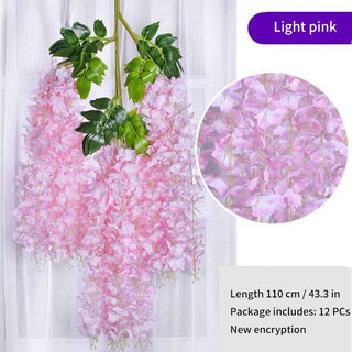 12Pcs Wisteria Artificial Flower Rattan Wreath Arch Wedding Home Garden Office Decoration pendant Plant Wall Decoration ALODIA STORE