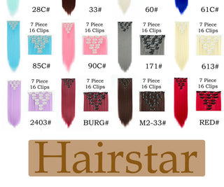 24Inchs 16 Clips in Hair Extensions Long Straight Hairstyle Synthetic Blonde Black Hairpieces Heat Resistant False Hair ALODIA STORE