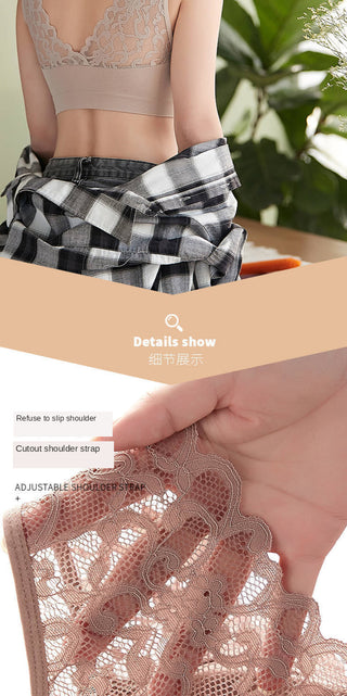 (35-100kg) Sexy Lace Free Wire Underwear Women Push Up Bra with Pad Kpop Fashion Cozy Chest Wrap Undies Lingerie Female Crop Top ALODIA STORE