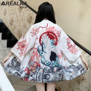 Haori Yukata Men Korean Samurai Japanese Kimono Traditional Clothing Vintage Crane Anime Kimono Beach Girls Cosplay Dress Shirts ALODIA STORE