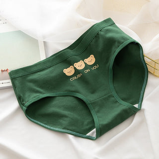 2021 Women Cotton Underwear Japanese Cute Briefs Mid Waist Seamless Underpants Cute Cartoon Panties Female Cotton Lingerie ALODIA STORE