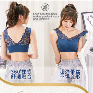 (35-100kg) Sexy Lace Free Wire Underwear Women Push Up Bra with Pad Kpop Fashion Cozy Chest Wrap Undies Lingerie Female Crop Top ALODIA STORE