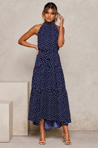Summer Long Dress Polka Dot Casual Dresses Black Sexy Halter Strapless New 2023 ALODIA STORE