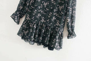 Aachoae Women Ruffle Bow Tie Mini Floral Print Dress Vintage Long Sleeve Casual Loose Pleated Dress Ruffles Party Dress Vestidos ALODIA STORE