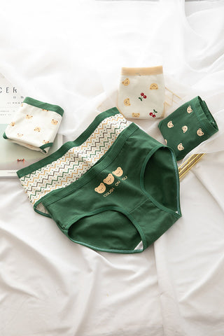 2021 Women Cotton Underwear Japanese Cute Briefs Mid Waist Seamless Underpants Cute Cartoon Panties Female Cotton Lingerie ALODIA STORE
