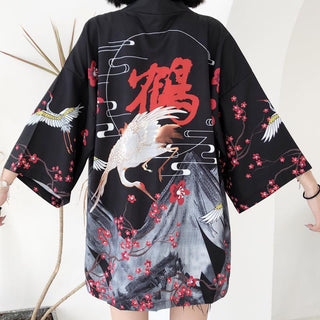 Haori Yukata Men Korean Samurai Japanese Kimono Traditional Clothing Vintage Crane Anime Kimono Beach Girls Cosplay Dress Shirts ALODIA STORE
