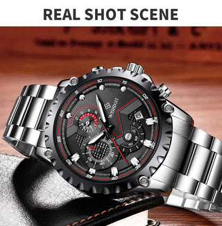 100%Original WISHDOIT Watch for Men TOP Brand Waterproof Sports Stainless Steel Chronograph 2022New Fashion Luxury wrist watches ALODIA STORE