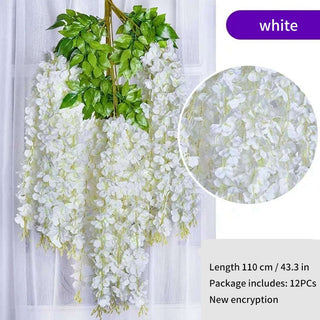 12Pcs Wisteria Artificial Flower Rattan Wreath Arch Wedding Home Garden Office Decoration pendant Plant Wall Decoration ALODIA STORE