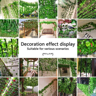 2.4M Silk Artificial Ivy Rattan Leaf Garland Plant Vine Home Wedding Bathroom Decoration Garden Festival Party Decor fake flower ALODIA STORE