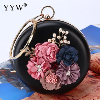 Pink Round Flower Clutch Bag ALODIA STORE